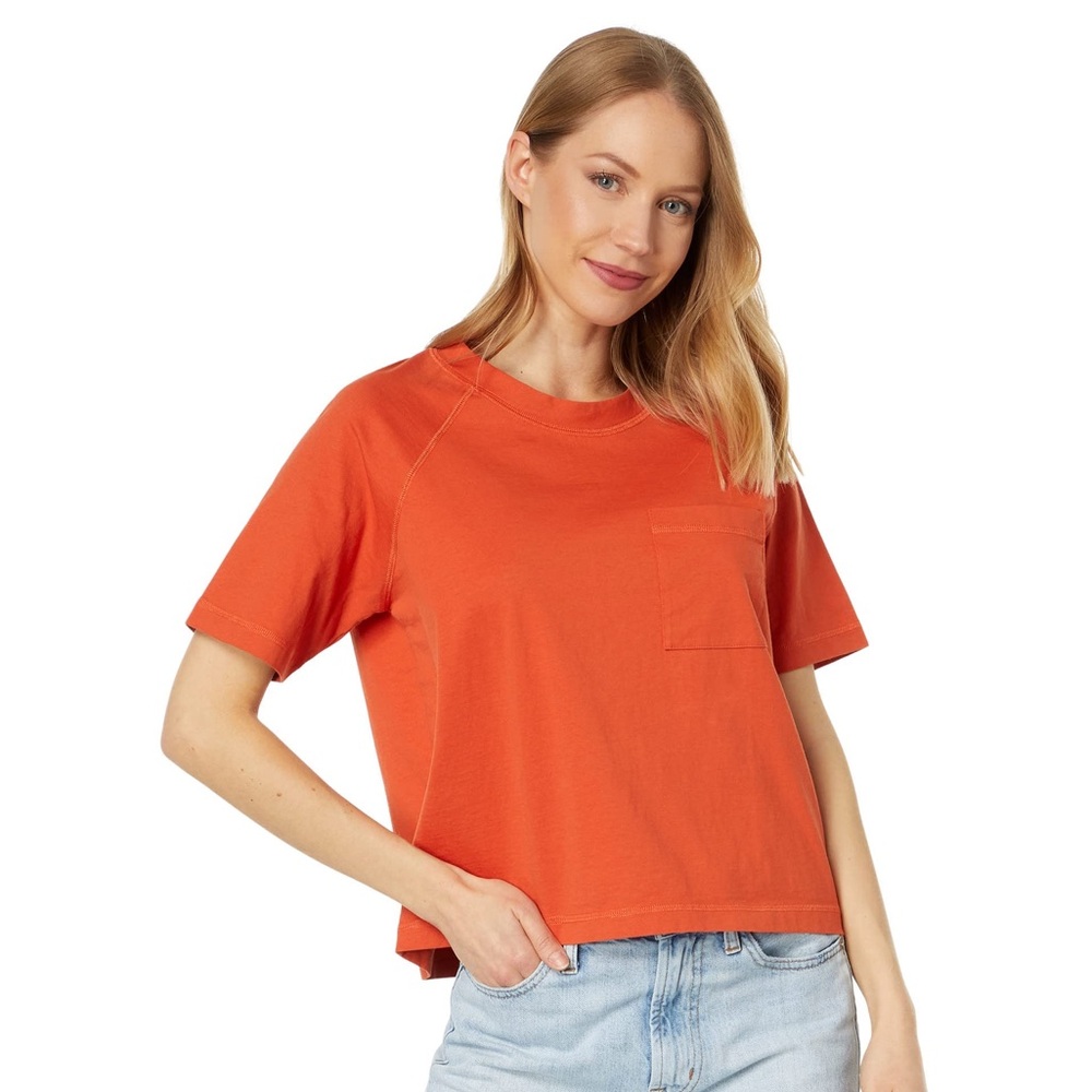 Pendleton Orange Cotton Cropped Tee Shirt Womens Size Large